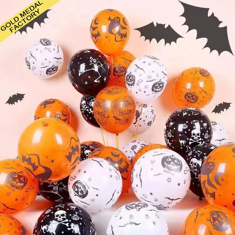 Halloween Balloon Wholesale 12 Inch 100PCS Printed Pumpkin Bat Ghost Festival Decoration Bar Party Arrangement Supplies
