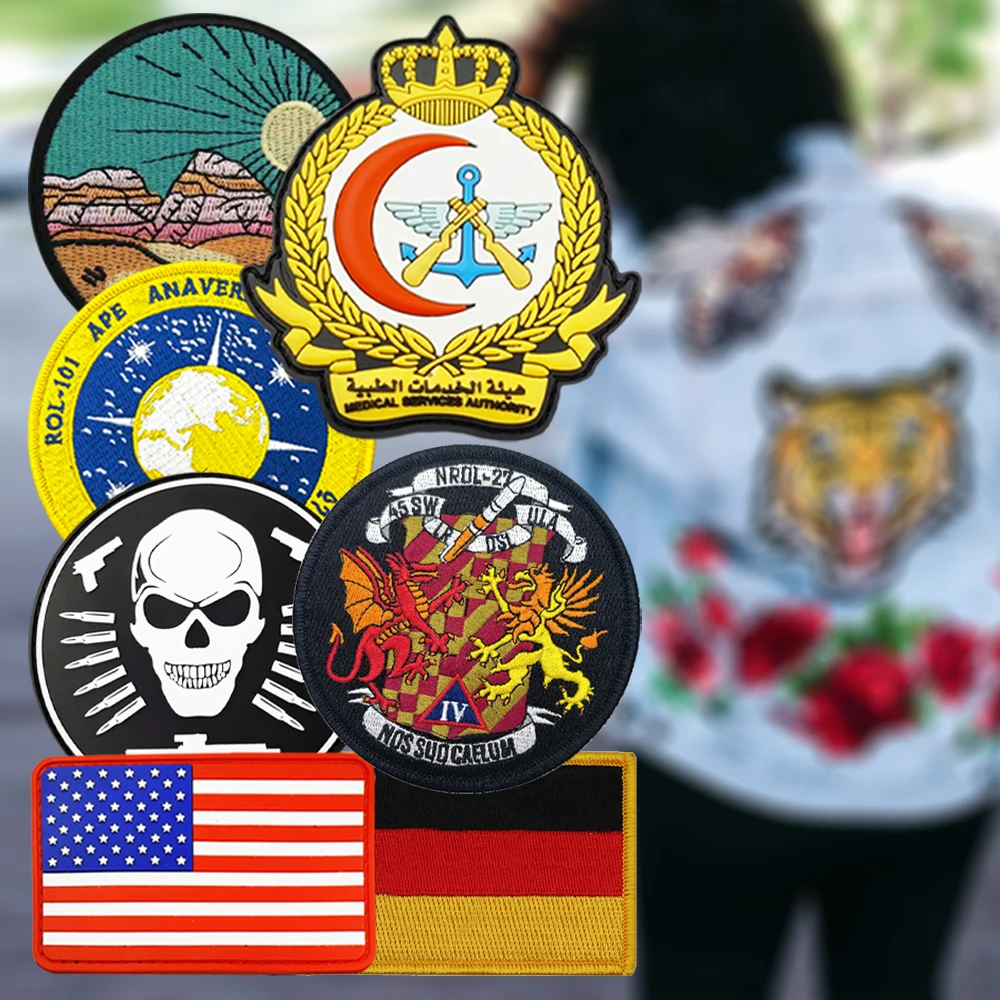 Custom Name Letter Logo Chenille Patches / 3D Silicon Pvc Rubber Patch / Design Woven Iron On Embroidery Patches For Clothing