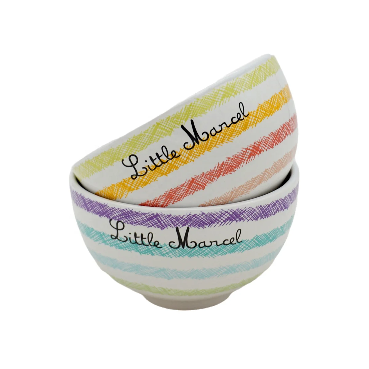 Stoneware Hand Painted Color Glaze Microwave Safe Soup Noodle Rice Ceramic Packaging Cup Bowls