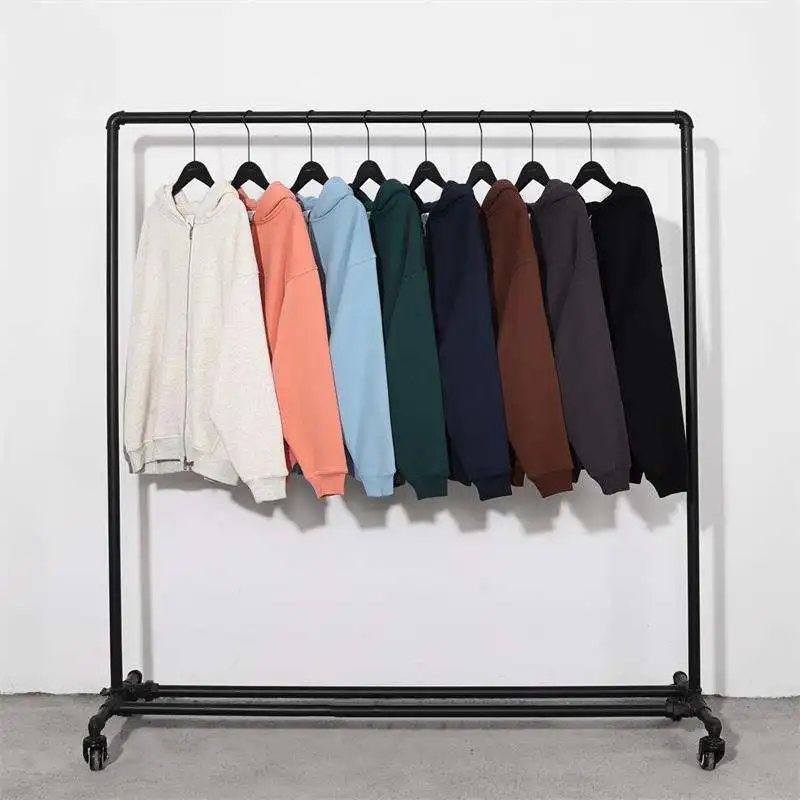 Full Double Zip Neck No Drawstring Hoodie Zip up Hoodie Black Factory Wholesale 400gsm Fleece Men Digital Printing Fleece Fabric