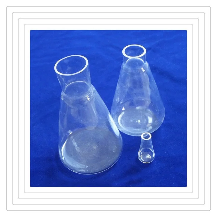 Customized Heat Resistance Customized  Polished clear flat bottom quartz beaker quartz flask