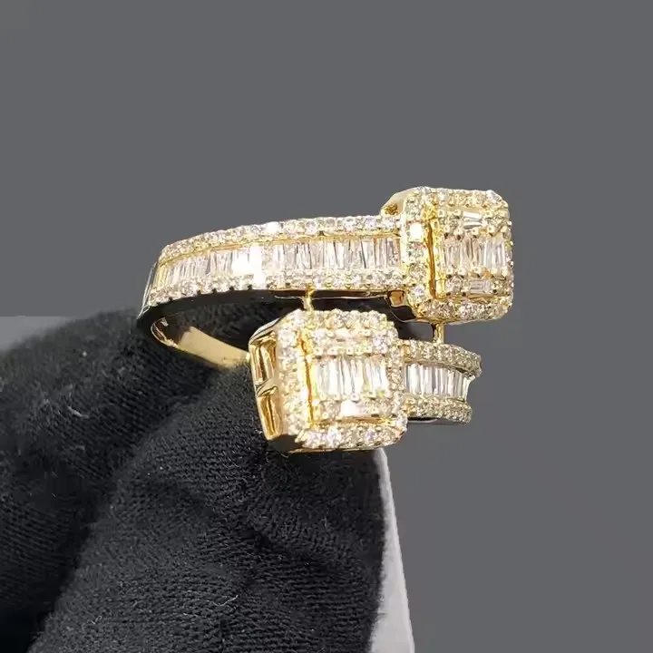 2025 Custom Baguette Cut Ring 10K 14k Real Solid Gold Pass Diamond Tester VVS Moissanite Ring Iced Out Men Fine Jewelry Ring