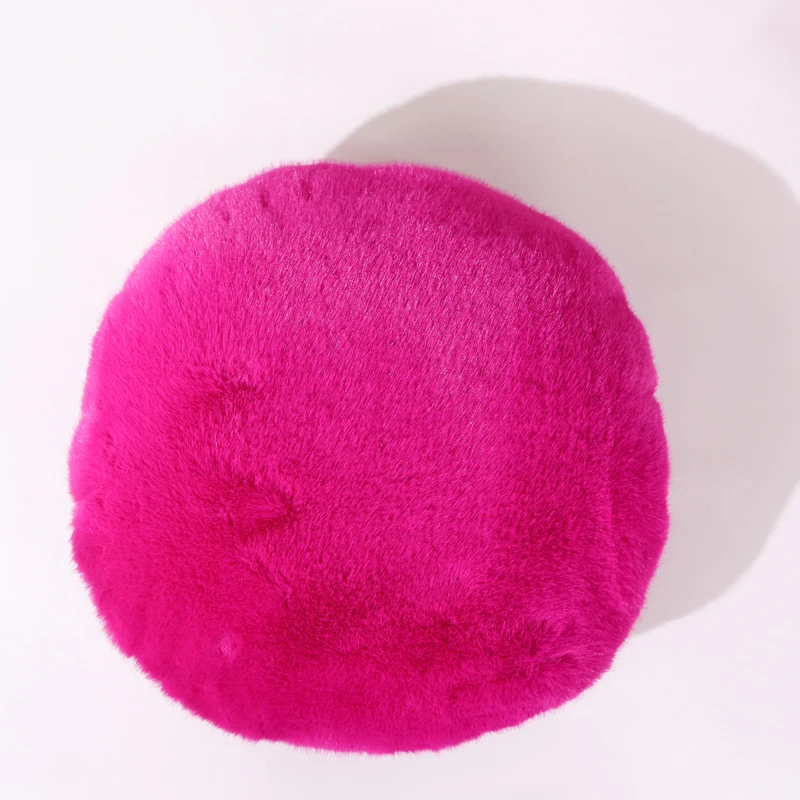 High Quality Home Decor Handmade Solid Color Sheepskin Cushion Faux Fur Throw Pillow