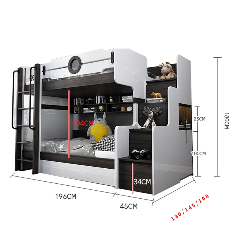 latest Modern fashion design children furniture bunk bed children kids furniture  double With stairs wardrobe