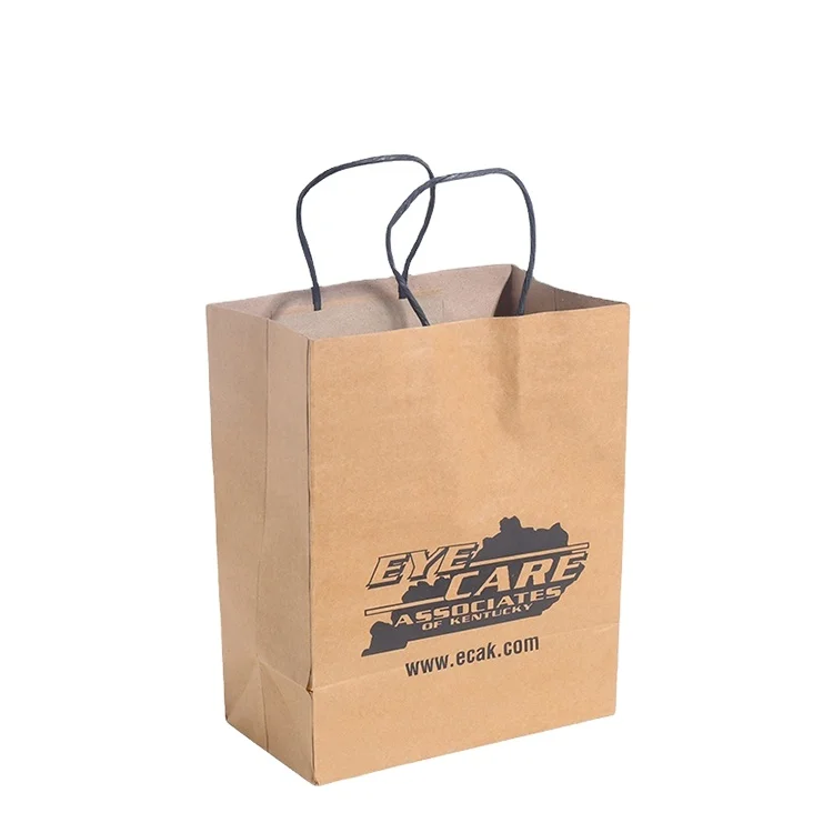 Wholesale Natural Organic Food & Drinks Grocery Recycled Printed Craft Brown Kraft Paper Bag With Handles