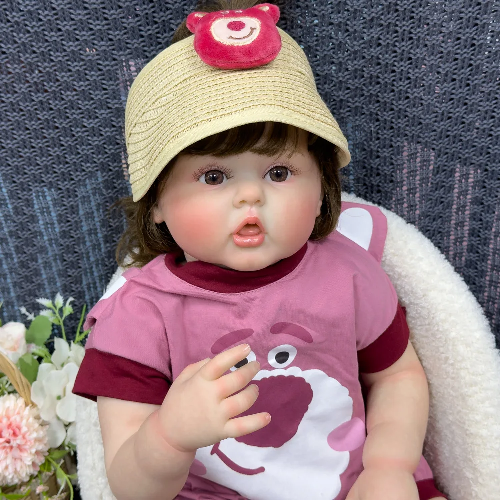 60CM Simulation Reborn Doll Eats Finger Baby Reborn Dolls Silicone Newborn Baby Girl Realistic