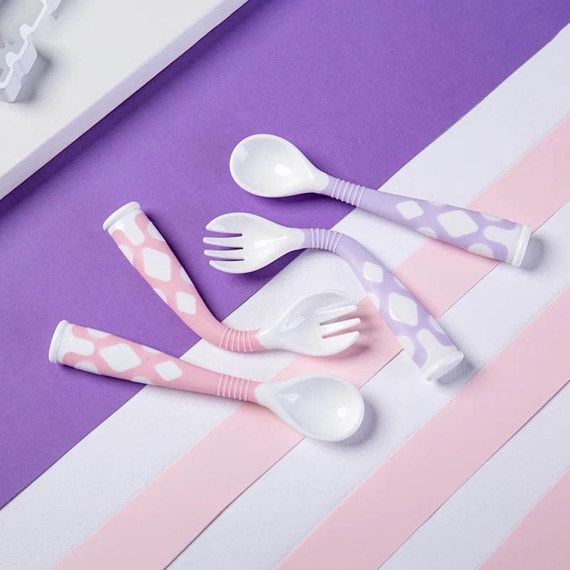 Factory price plastic baby spoon and fork set foldable kids for family use outdoor