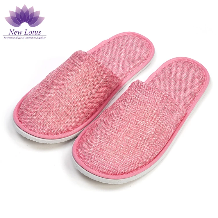 Wholesale SPA Disposable Hotel Washable Closed Toe Linen Slipper for Women