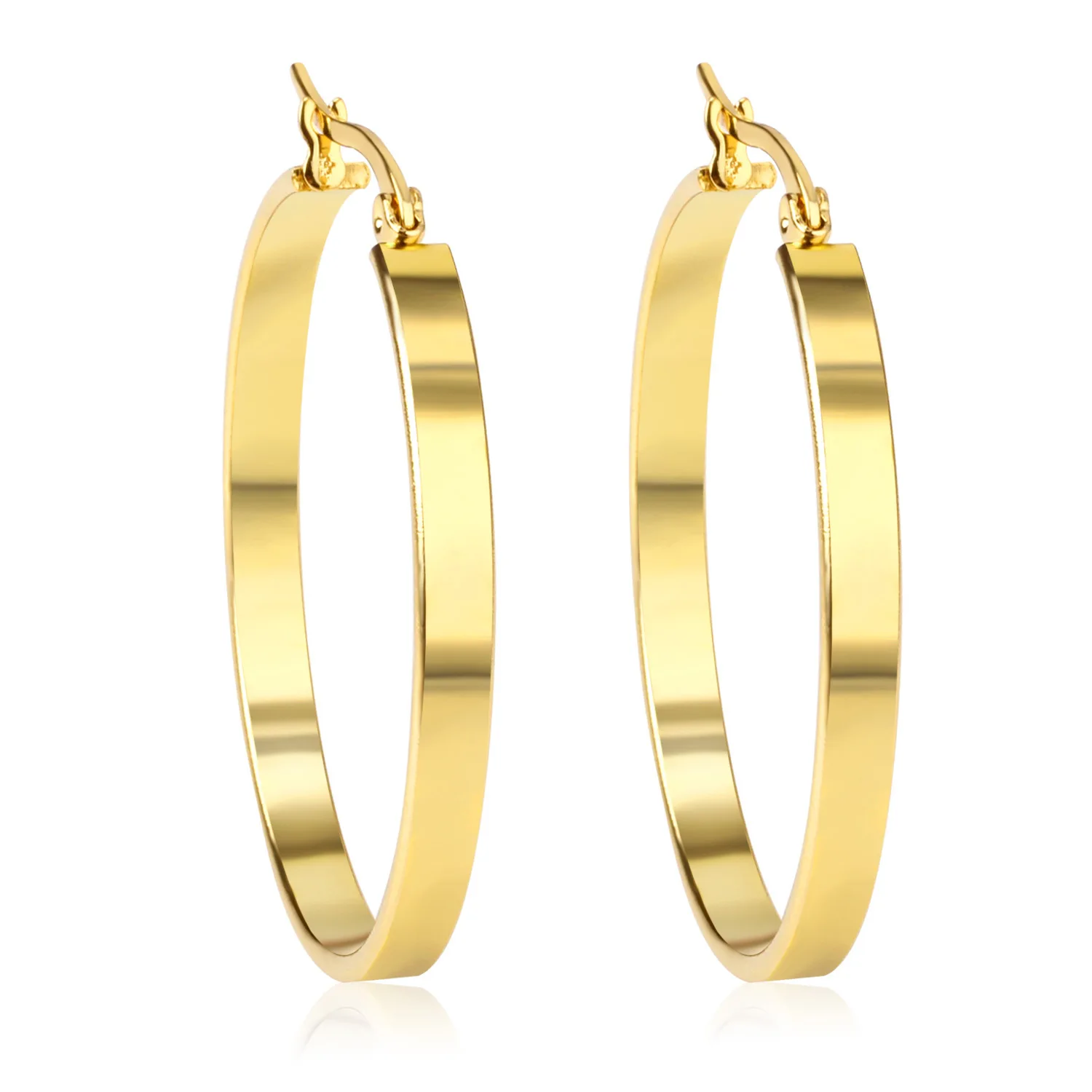 Steel Jewelry Stainless Earings Non Tarnish Geometric Gold Plated Large Stainless Steel Big Hoop Earring For Women Wedding