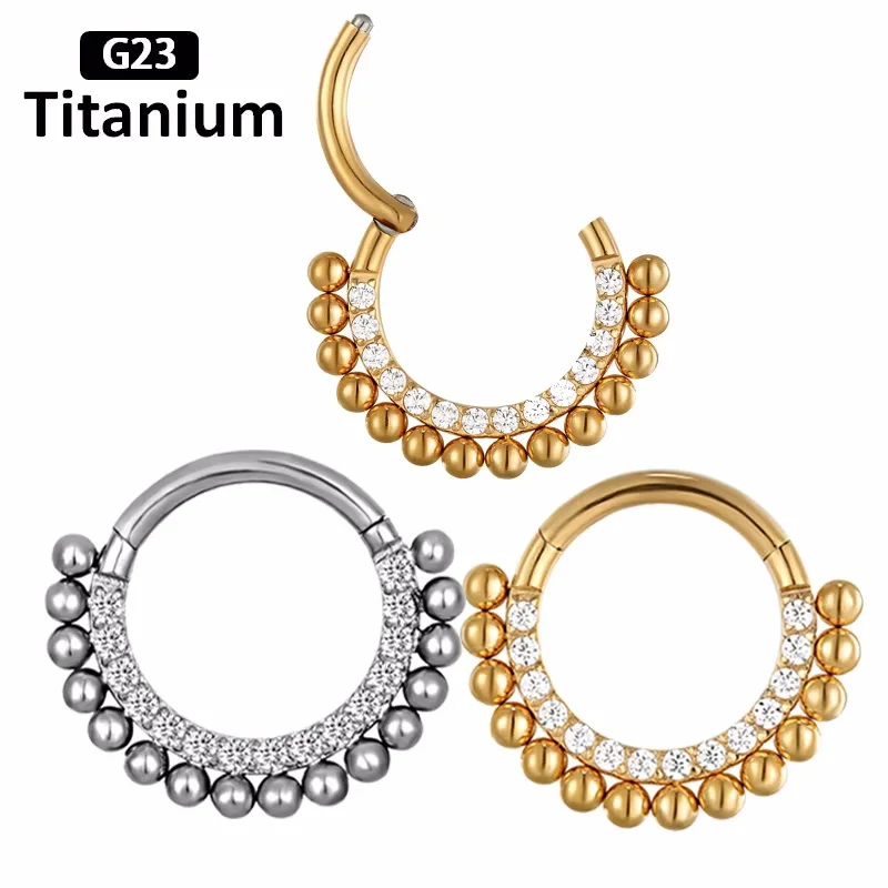 G23 Titanium Helix Piercing CZ With Ball Earring Septum Nipple Ring Conch Cartilage Tragus Piercing Jewelry ASTM f136 Nose Rings