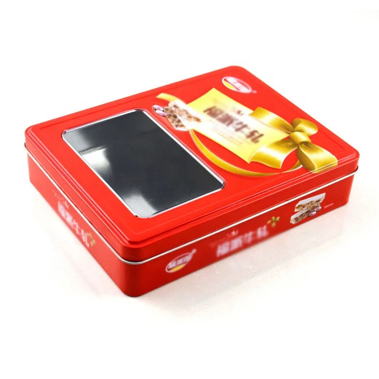 Best-selling The New Clear Window Tin Box For PVC Material Gift Nougat Tin Box Food Grade Candy Clear Window Tin Box