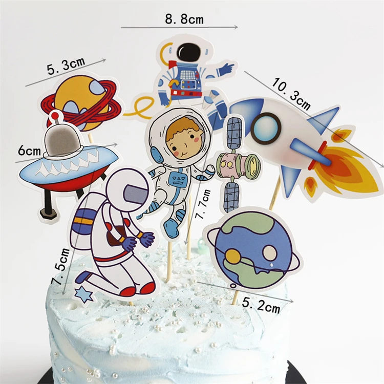 Star Cake Decoration Astronaut Cake Label Bakery Flag Dessert Stand Decoration Birthday Label Card