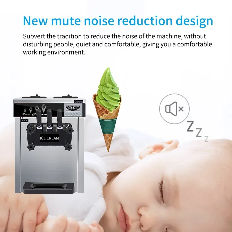 Prices Of Commercial Frozen Yogurt Softy Cram Sundae Automatic 3 Flavor Soft Serve Ice Cream Maker Machine With Air Pump