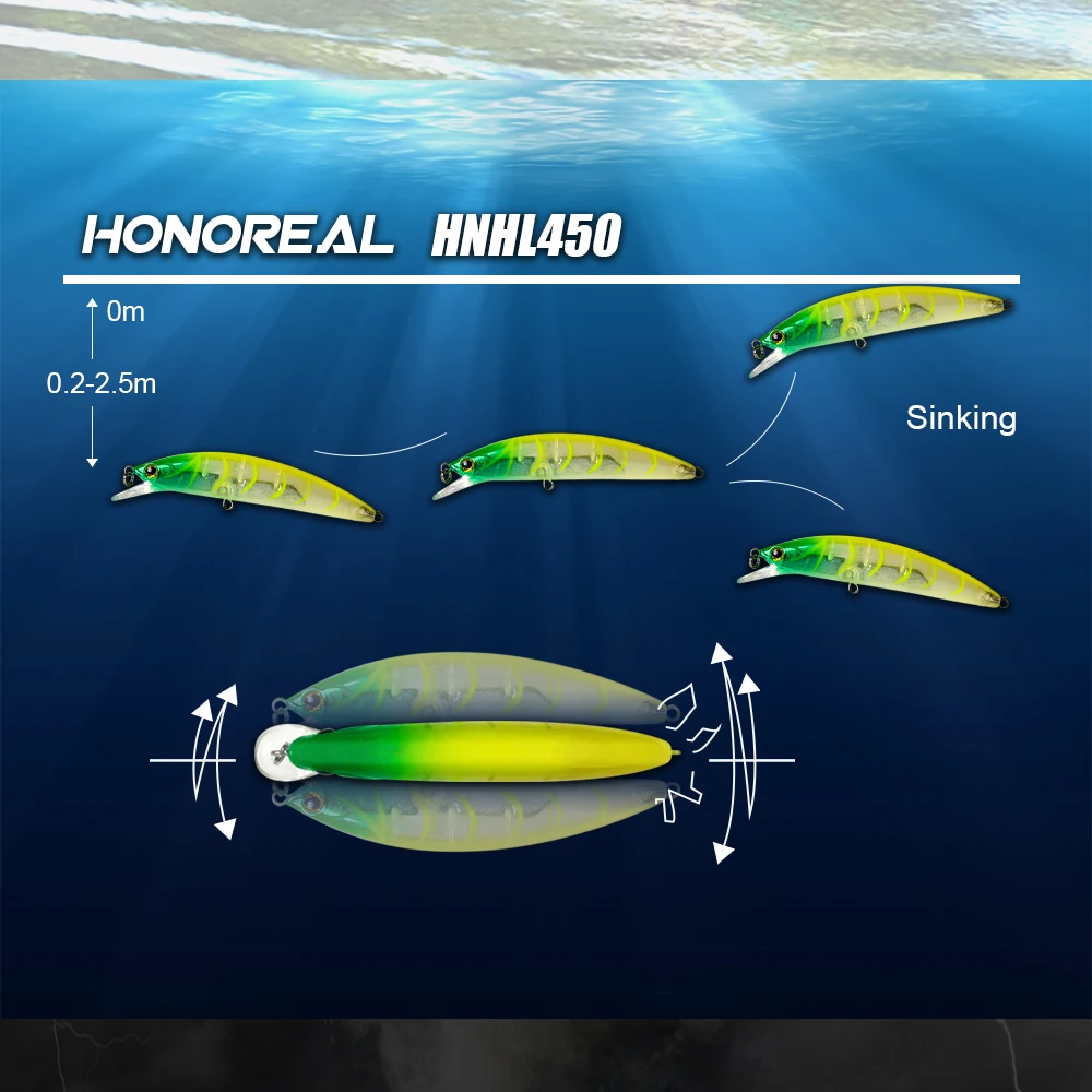  HONOREAL HNHL450 Oem Тонущая жесткая рыболовная приманка Гольян 3D с глазами искусственная гольян индивидуальные 200 шт. CN;SHN 90 мм
