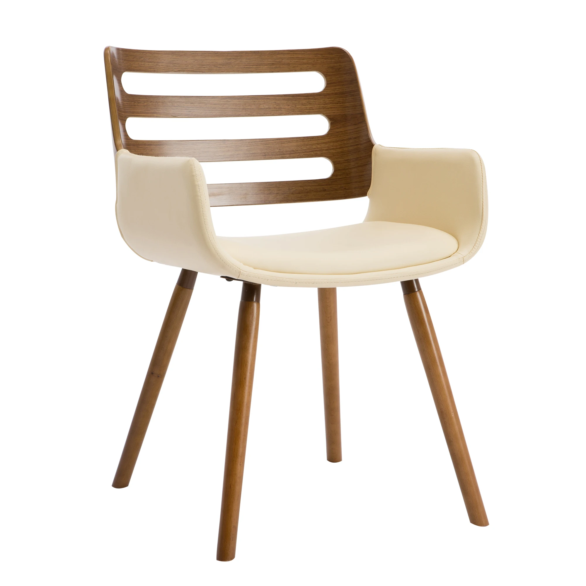 High Quality Vintage Breathable Solid Wood Backrest and PU Leather Upholstered Seat Dining Chair