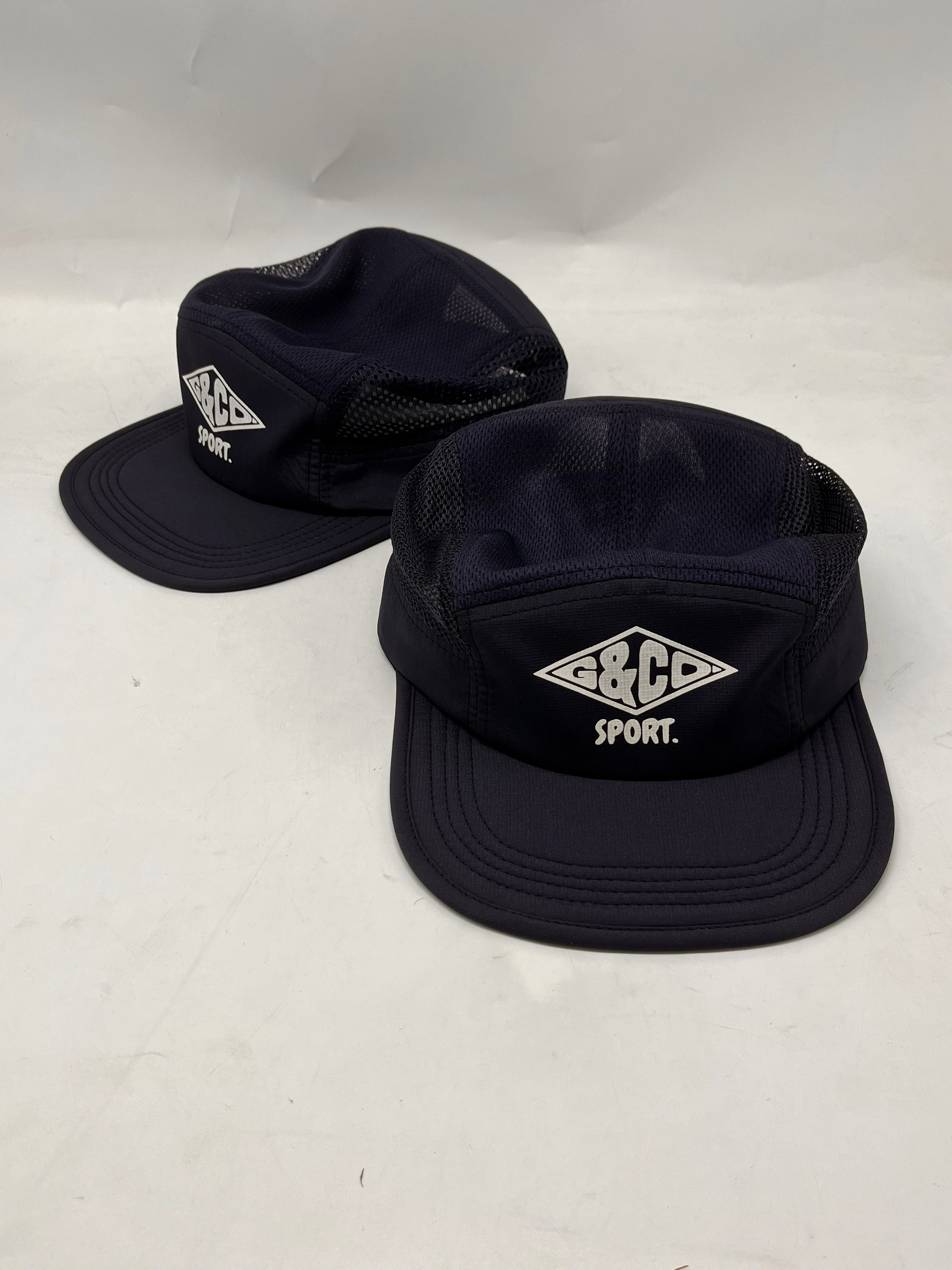 Custom Polyester Nylon 5 Panel Cap with 3m reflective printing logo Foldable Quick Dry Running Camp Hats 5 Panel For Men Women
