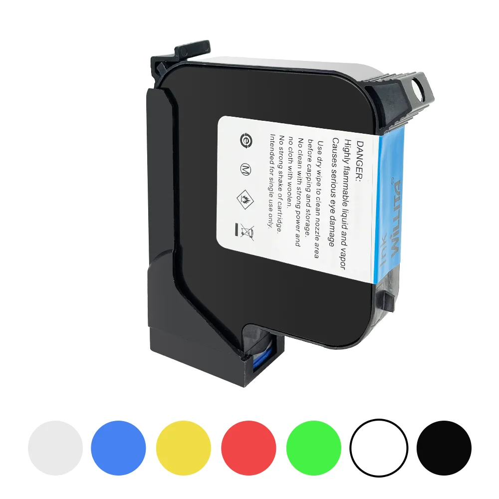 TIJ 2.5 42ML Handheld Inkjet Printer Packing Coding Machine with Refilled Black Ink HP 2580 Solvent Ink Cartridge