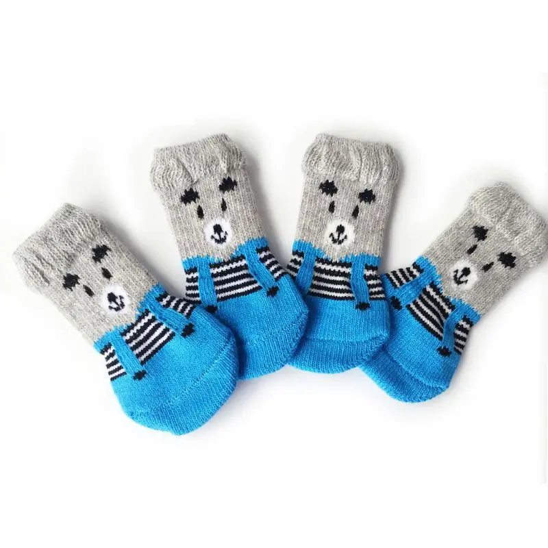 Wholesale Different Pattern Soft Pet Socks Cartoon Anti-slip Waterproof Warm Cute Pet Dog Socks