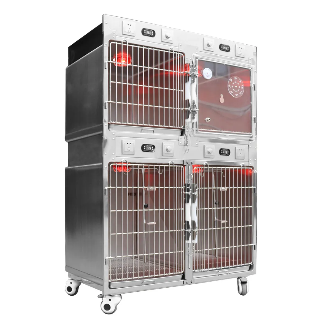 Hospital medical ICU equipment veterinary stainless steel  intensive care clinic cage for dog cat Vet Clinic