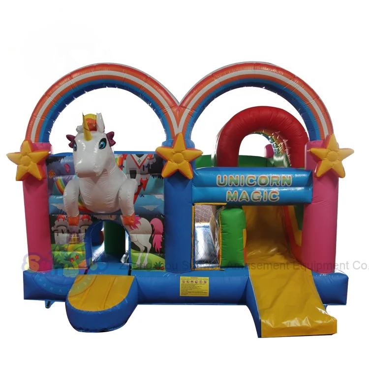 Hot Sale Unicorn Bouncer House Inflatable Bouncy Jumping Castle with Slide combo for Kids