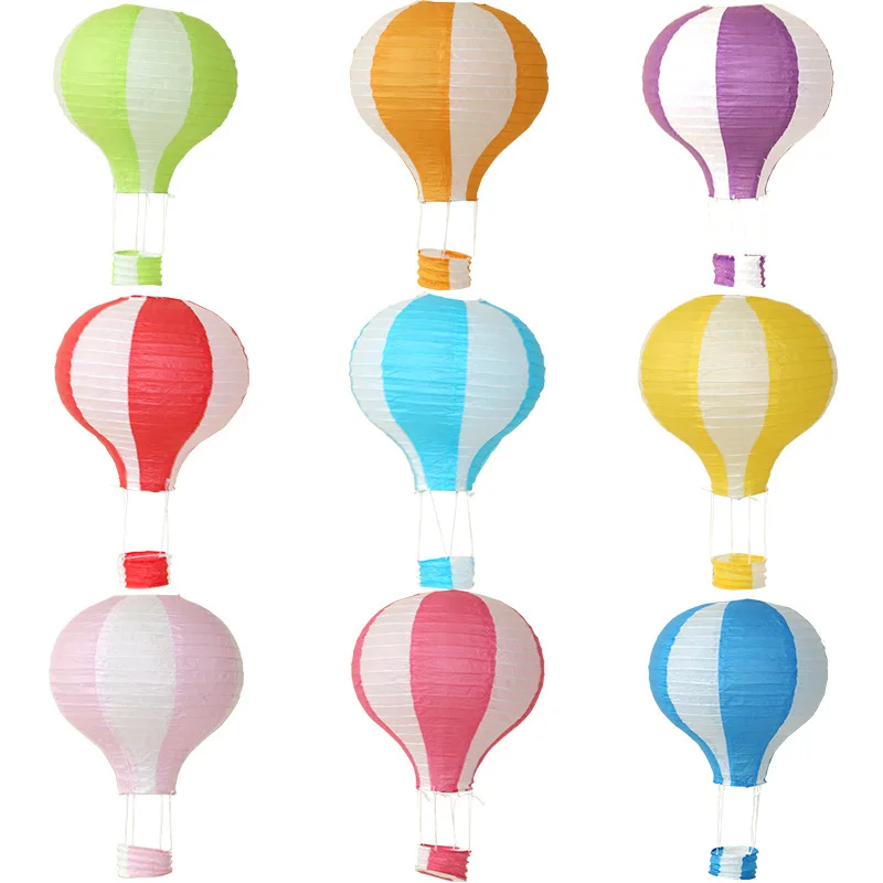 Palmy Reusable Hanging Paper Lanterns Rainbow Hot Air Balloon Paper Lantern for Kids Birthday Wedding Party Supplies