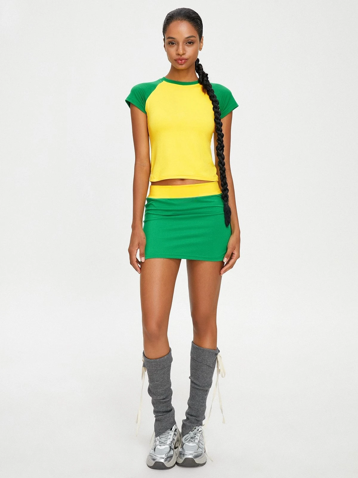 2025 Spring Manufacturers for Women Cotton Basic Slim Fitted Skinny Long Sleeve Tops Raglan Shirt Flared Fold Over Pants Sets