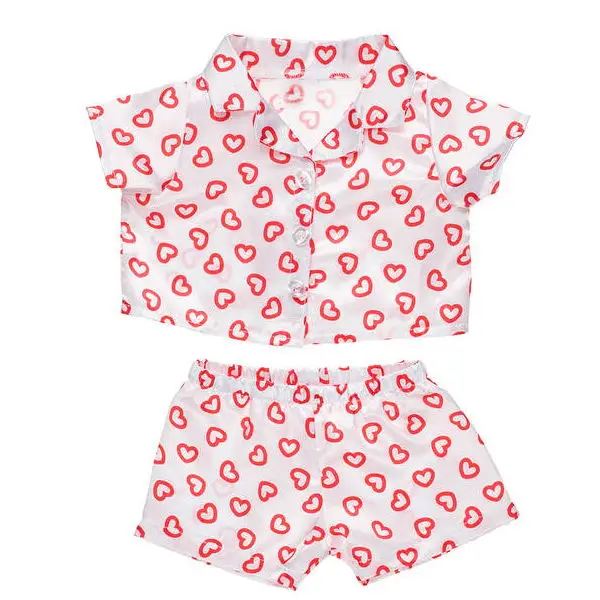 2022 NEW Satin Hearts Pajama Set Teddy Bear Clothes Valentine sets