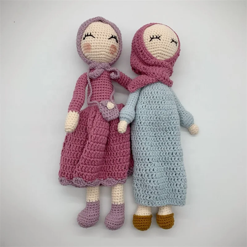 2022 New Arrived Girls Hand Crocheted Muslim Dolls Crochet Hijab Doll Amigurumi Doll