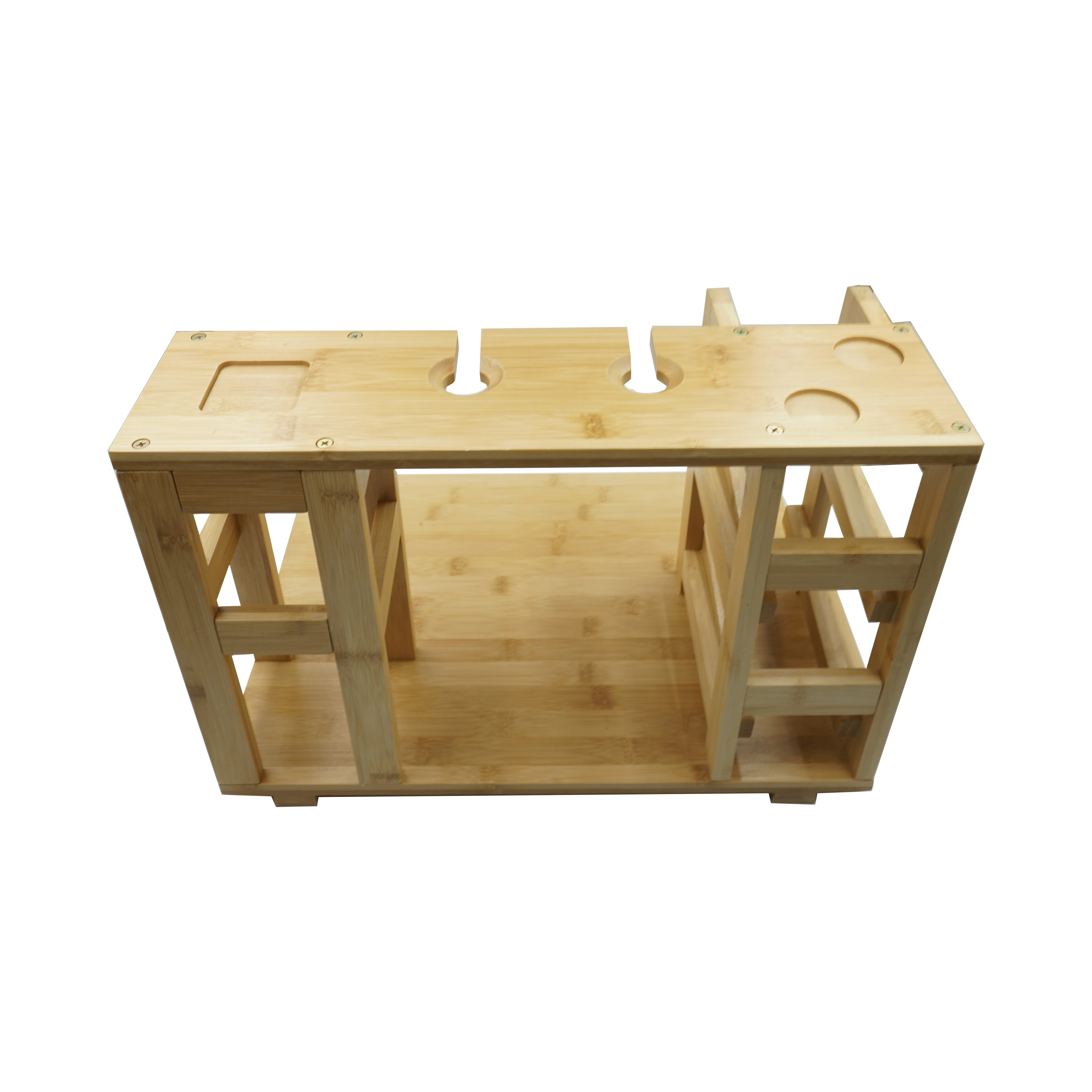 Wholesale Eco-friendly Bamboo Wine Rack Charcuterie Board with Ceramic Bowls for Souces Ideal for Christmas
