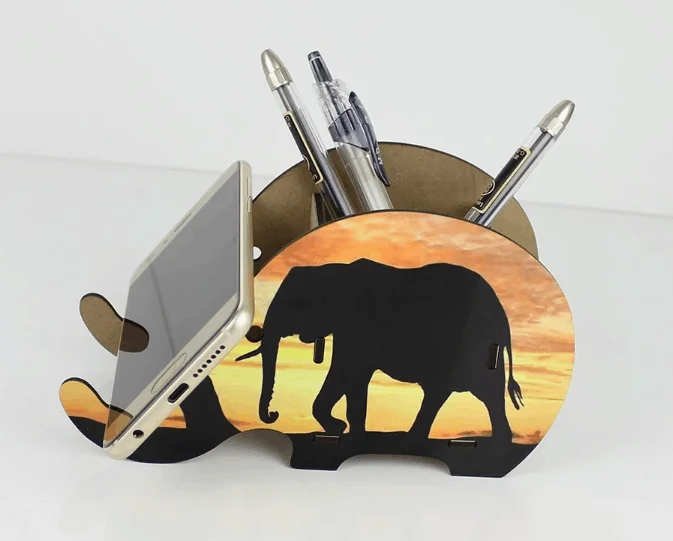 mdf hardboard Wooden Pen Holder Pencil Container Pen Pencil Holder with Phone Stand for Dye Sublimation Heat Press