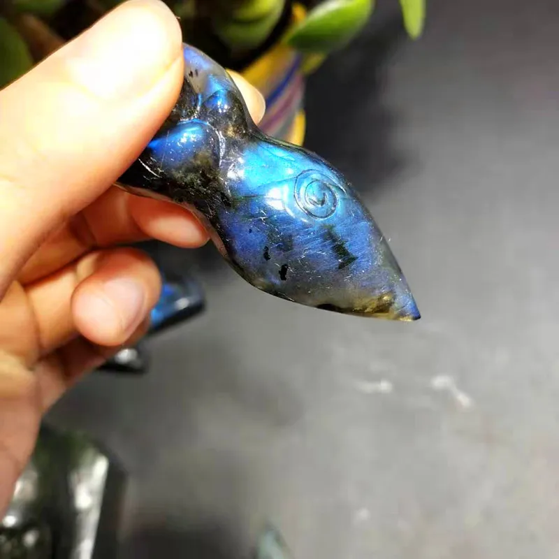 High Quality Natural Gemstone Hand-carved Labradorite Goddess Crystal Crafts For Decoration