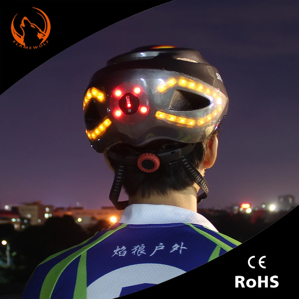 Smart Night Riding Commuter Bike Road Bike Helmet with Turn Signal Led Flashing Adult Male Female