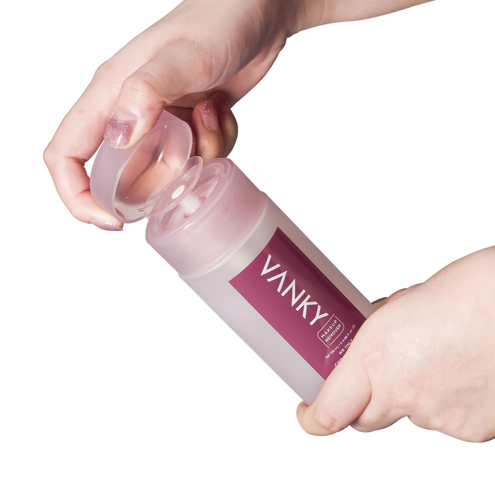 Plastic Pet 120ml Clear Makeup Remover Bottle With Liquid Press Pump Dispenser Cleansing Water Toner Bottle