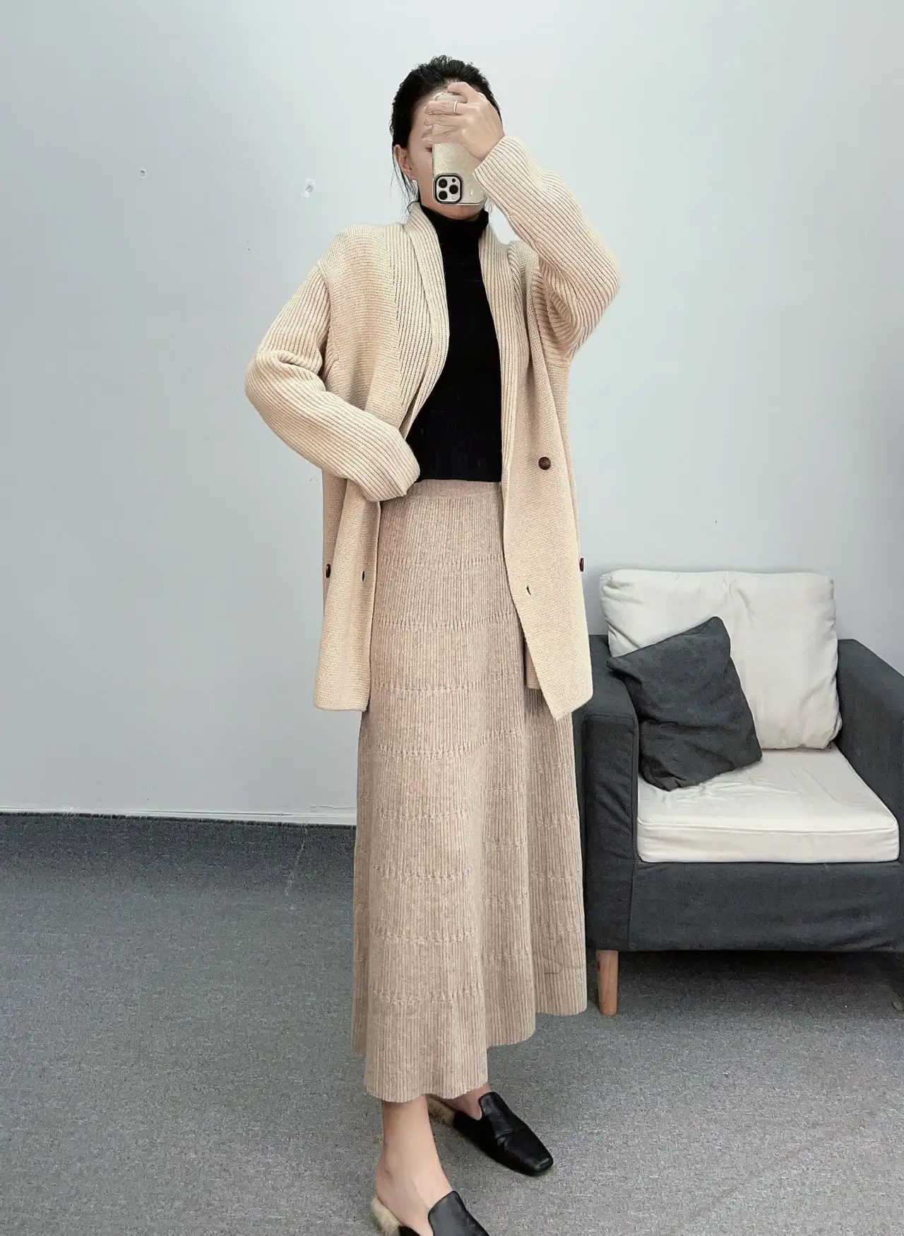 Inner mongolia wool cropped 100% trendy cashmere  coat alpaca winter trench designer for women