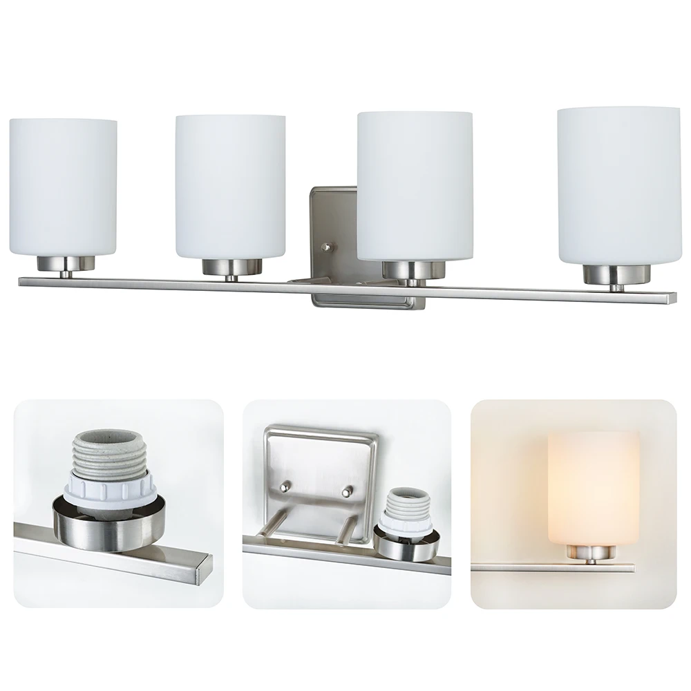 Nickel Vanity lamp IP44 4-Lights Cylinder Bathroom Wall Lamp SconceCylinder Bathroom Wall Lamp