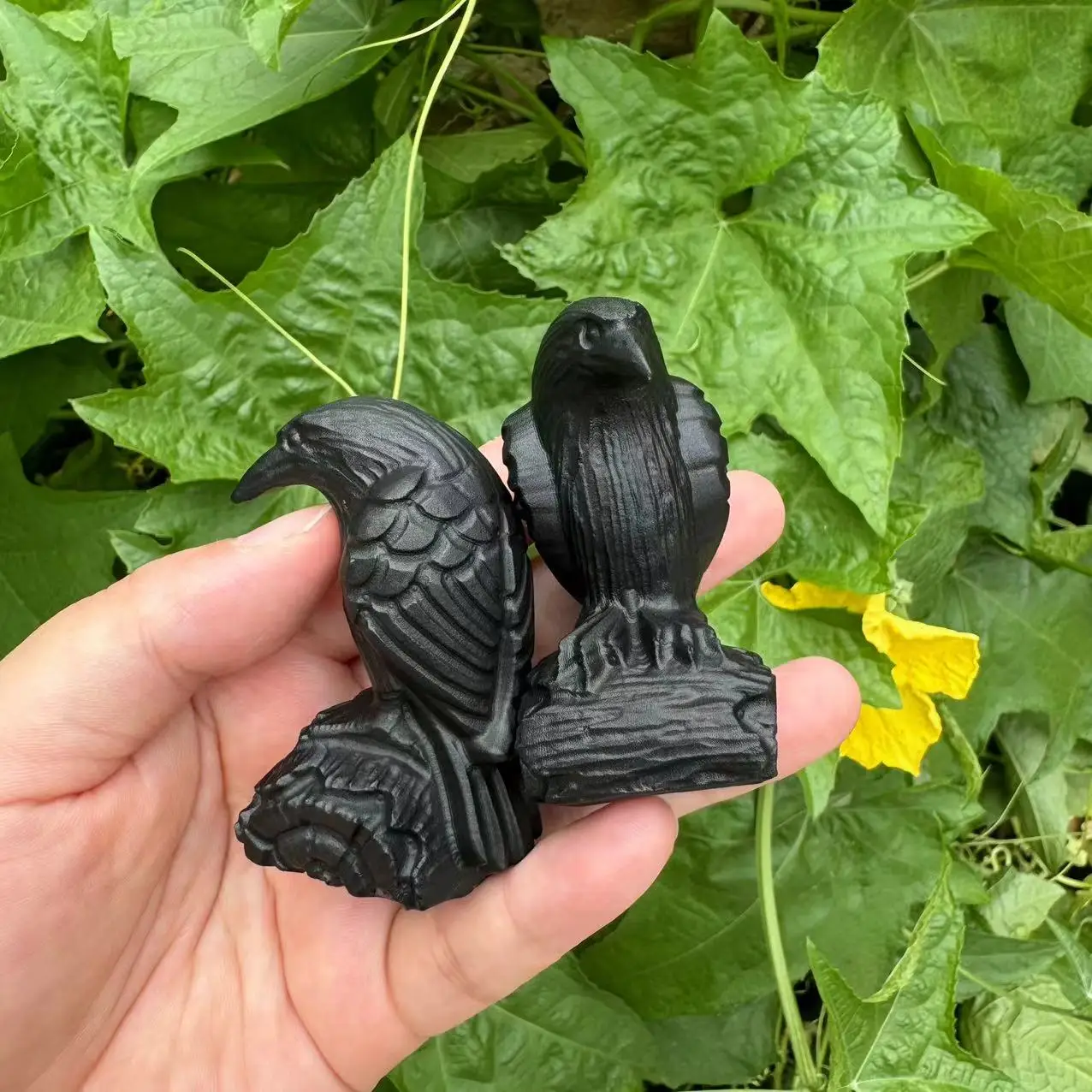 6cm obsidian natural stones raven crystal healing stones cheap gifts crystal animals carvings crystal crow