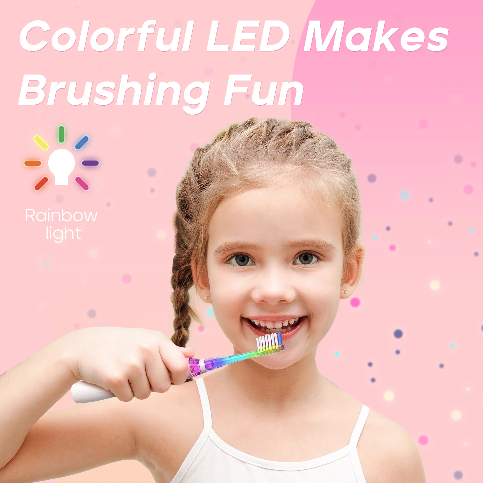 2024 OEM hot-selling SG977 kids cute LED electric toothbrush IPX7 Smart timer Battery-operated 4 Modes Observation Led