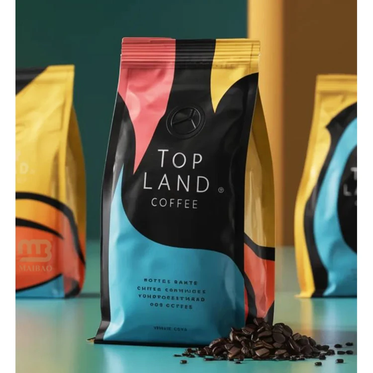 Custom Printed 12 oz 500g 1kg Coffee Tea Bag Biodegradable Coffee Packaging Bag Aluminium Foil Flat Bottom Coffee Bag With Valve