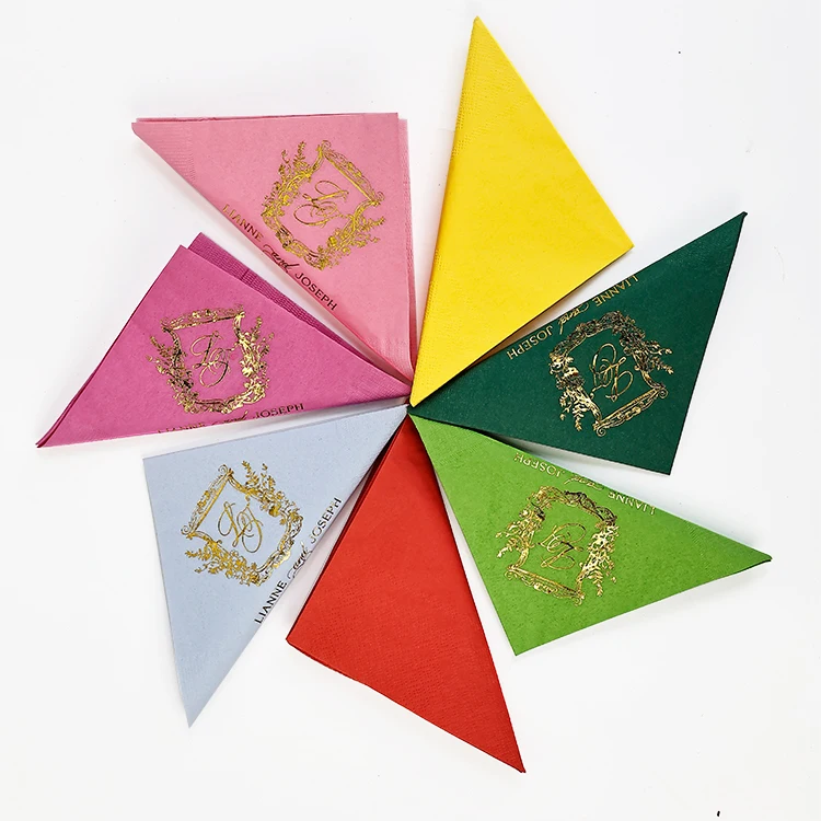 Customized Cocktail napkins paper Foil Stamping Printed Design beverage napkins restaurant event bar wedding party