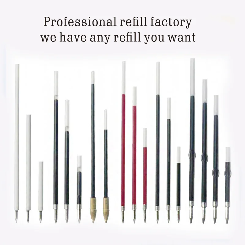 Factory direct sales of various ballpoint rollerball pens gel ink refills plastic and metal pen refills replacement and refill