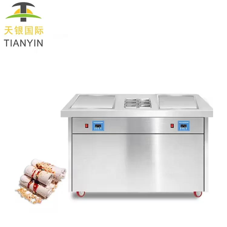 Rolled ice cream maker two pan fry ice cream machine for sale