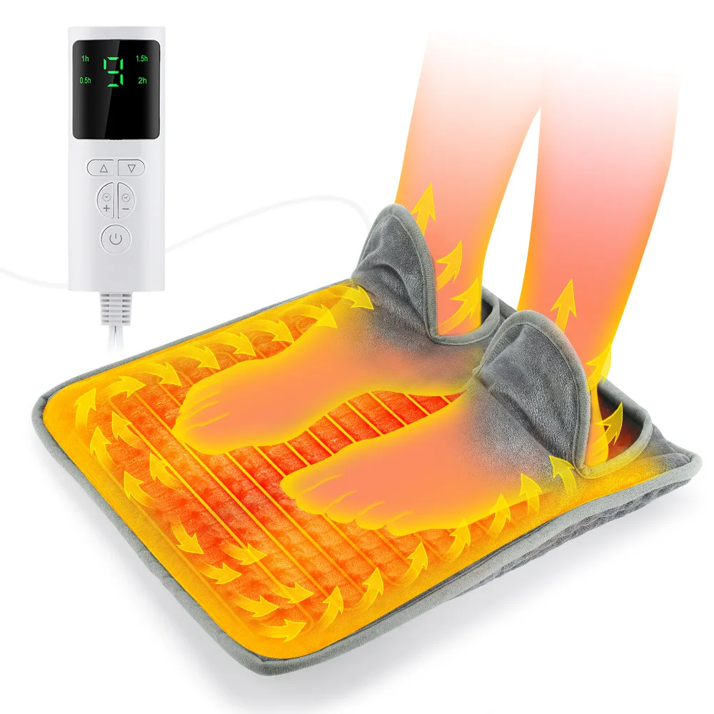 USB Electric Graphene Heated Foot Warmer for Home Office in Winter 10 Portable PMA Grey Bedroom Slippers Color Gift Box