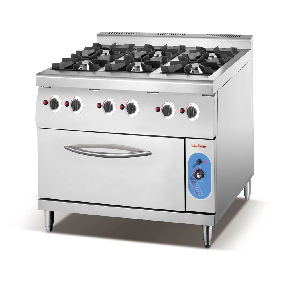 Appearance Wholesale Price 6-Burner Commercial Cooking Equipment Gas Cooking Range with Cooking Gas Oven For Food Equipment
