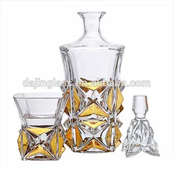 Wholesale High End Modern 7pcs Bulk Crystal Whiskey Bottle Engraved Glass Wine Decanter Set For Holiday Gift