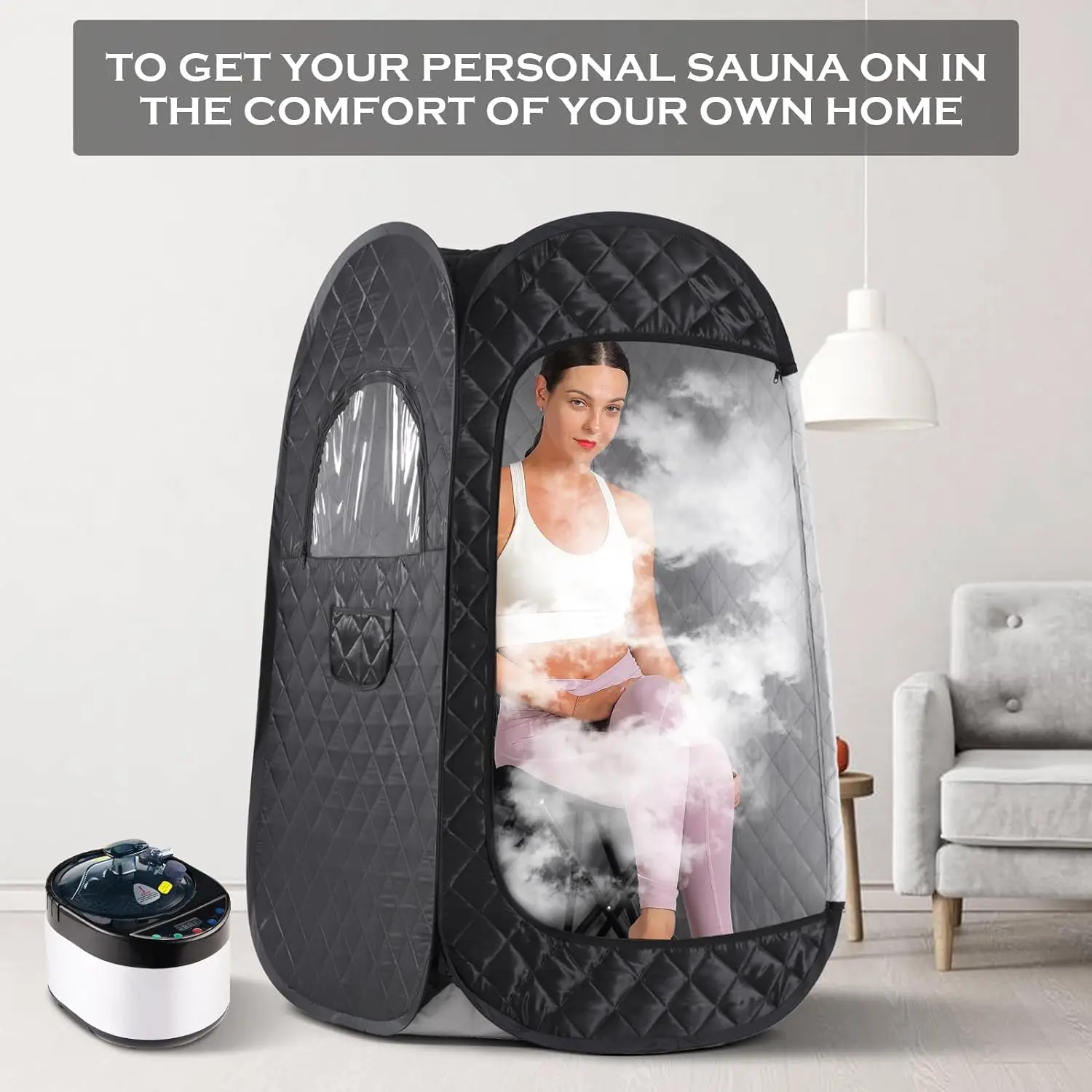 Smartmak Portable Sauna Room Black 1 Person Size Portable Steam Sauna With Steam Generator