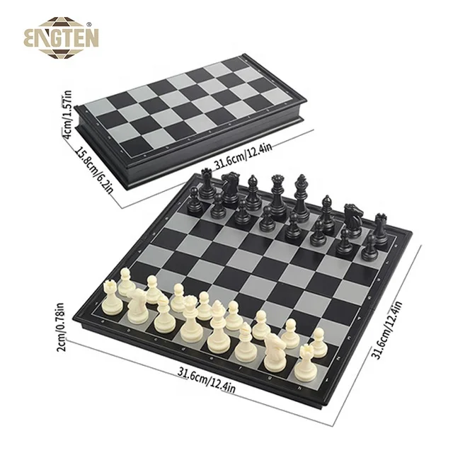Educational Chess Game Plastic Folding Board Game Set Interior  Storage Chess Pieces Magnetic Custom Chess