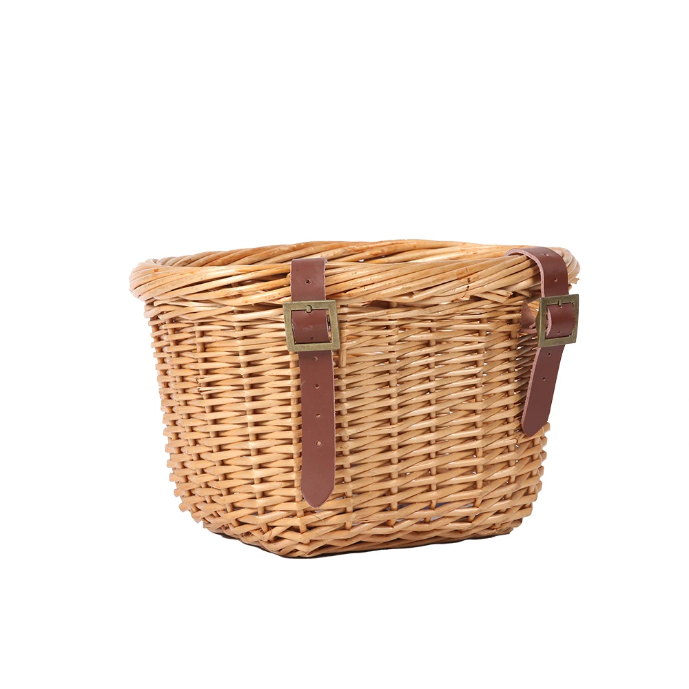 Natural wicker bicycle basket with Handles Handmade cycle bike bag front carrier