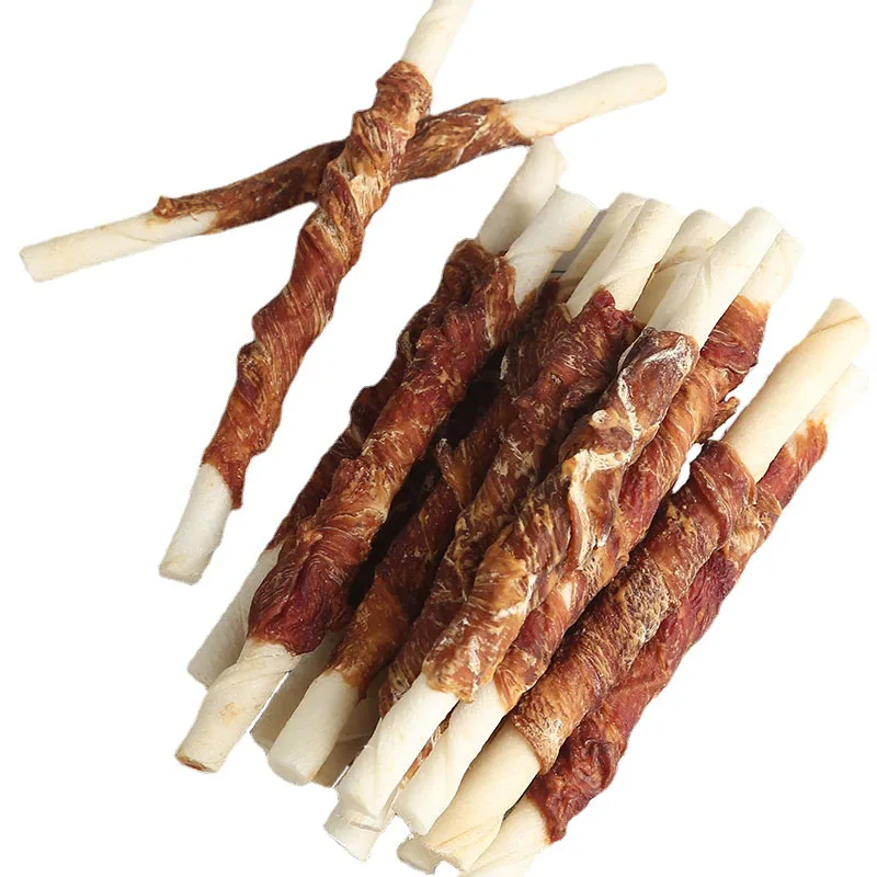 Factory Outlet Rawhide Stick Wrap Duck meat /Chicken meat 12cm 10-12g Wholesale More pet food dog treats