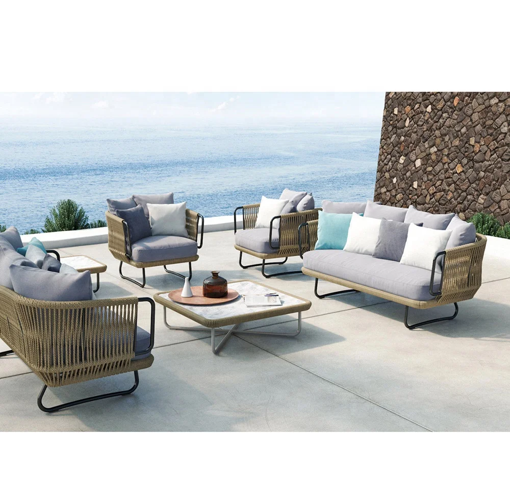 Foshan wholesale commercial hotel vip party event outdoor lounge rope furniture sofa set