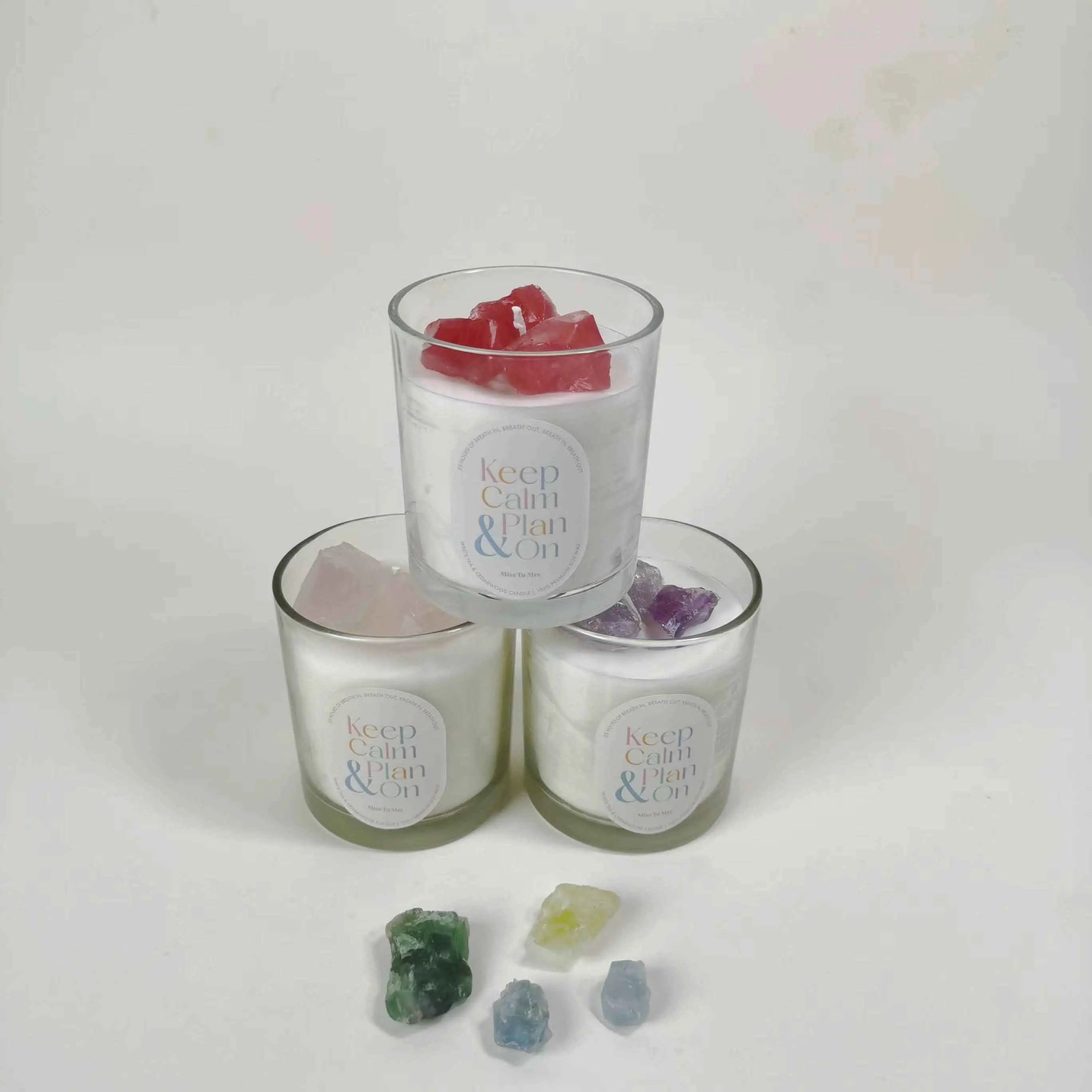 Wholesale luxury scented Soy wax healing crystal candles for chakra, home decor, gift set